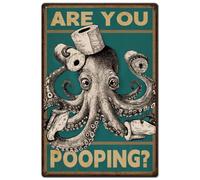 SUPERDANT Letreros de metal de papel higiénico de pulpo, letrero de estaño para baño, placas de pared de metal, letreros divertidos y placa para baño, arte de pared para cueva, baño, baño, decoración