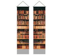 SUPERDANT Librería Tapiz de Pared Vintage Tapices Arte de Pared Tapices Paredes Techo 2 Tapices Largos Paredes Colgar Con Borla Para Estudio Sala de Estar Dormitorio Decoración del Hogar 130 x 33 cm