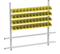 Superestructura de mesa con cajas visualizables anchura 1685 mm, 4 carriles con 48 cajas