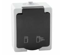 Superficie - base de enchufe con protección IP54, ideal para exteriores, resistente al agua y polvo, fácil instalación y uso seguro