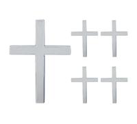 SUPERFINDINGS 5 piezas Cruz Metal Autoadhesivo Plata 3D Auto Logo Pegatinas Jesús Cristiano Emblema para Auto Decoración Parachoques Ventana Portátiles Equipaje Ventana Exterior Motocicleta
