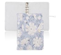 SUPERFINDINGS Carpeta A5 de 6 anillas, tapa de relleno, tapa de hojas sueltas, tapa de planificador personal con botón, flores azules, carpeta de cuaderno para recambios de planificador A5, papel de