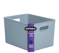 Superio Cesta organizadora para escritorio, cajón, papelera de plástico para el hogar, tocador, oficina, armario, material duradero para clasificar, ropa, cosméticos, papelería... (azul, 22 litros)