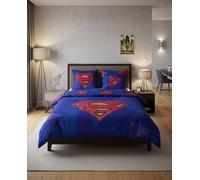Aymax - Juego de cama doble Superman, 2 personas, funda nórdica reversible de 240 x 220 cm y 2 fundas de almohada de 65 x 65 cm, color azul, polialgodón