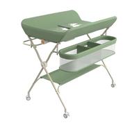 Supfine Cambiador plegable con almacenamiento, altura regulable en 5 niveles, cambiador móvil con cinturón de seguridad y barra para colgar, mesa para cambiar bebés (verde, 4 en 1)