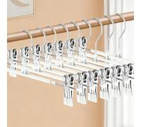 Supmaker 10 perchas ahorran espacio para pantalones, 30 cm, perchas de metal, pinzas de terciopelo, resistentes y brillantes, perchas para pantalones, pantalones cortos, faldas, calcetines, ropa