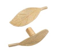 SUPVOX 2 Piezas Tiradores de Armario y Tiradores de Muebles de Latón Dorado en Forma de Hoja, Estilo Vintage y Moderno, Agarre Cómodo, Fácil Instalación, para Armarios, Cómodas y Mesitas