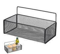 SUPVOX Estantería de Pared Sencilla de Hierro Negro, Montaje sin Perforar | Drenaje Rápido, Borde Curvo y Gancho Integrado, para Baño o Salpicadero de Cocina