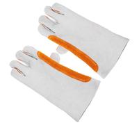 SUPVOX Guantes de Soldador de Cuero Vacuno, Guantes de Soldadura de Lona, Largos, Resistentes al Desgaste al Calor, para Manos y Muñecas, para Soldadura y Trabajos a Alta Temperatura
