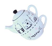SUPVOX Kit de Tetera y Taza de Té de Cerámica en Color Claro con Diseño de Gato, Decorativa y Elegante para Aficionados al Té en Casa o Navidad