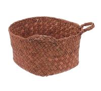 SUPVOX Papelera de Escritorio Tejida de Paja Marrón Asa, Redonda | Uso Multifunción, Contenedor para Desechos y Objetos, Estilo Vintage Elegante, Detalles Delicados