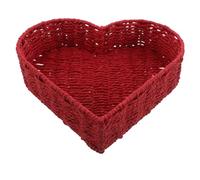 SUPVOX Roja Cesta de Almacenamiento Tejida a Mano Forma de Corazón | Hierro y Cuerda de Papel, Estilo Boho, para Mesa de Centro y Tocador, Organiza Mandos y Correo