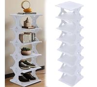 SUQ Zapatero estrecho de 8 niveles, zapatero de esquina, organizador de zapatos que ahorra espacio, zapatero apilable para entrada, pasillo y armario (color blanco)
