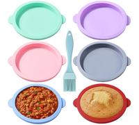 Surflyee 6 Piezas Molde Silicona Huevos Freidora de Aire, 10CM Molde Silicona Freidora de Aire Redondo Pequeño, Moldes de Siliconas Pequeño para Sándwiches de Huevo, Magdalenas y Tortitas