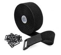SURFOU Cinta Sujetacables Reutilizable de Nylon 6 m x 50 mm con 30 Hebillas, Autoadhesiva y Cortable a Medida, Bridas Ajustables para Organización de Cables, Mangueras y Tubos, Negro