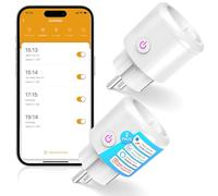 SURFOU Enchufe Inteligente WiFi 2 Pack, Medición de Consumo, Alexa | Programable, Control por Voz, Google y SmartThings, Sin Hub, 2,4GHz, Temporizador, Modo Ausencia