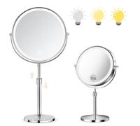 SURFOU Espejo cosmético de 8 Pulgadas con iluminación, Espejo de Aumento 10X/1X de Doble Cara, Espejo de Mesa Giratorio de 360° y extraíble para Maquillaje, Afeitado, baño y Viajes