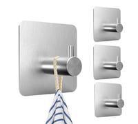 SURFOU Ganchos Adhesivos Para Pared, Pack De 4 Colgador Toalla Baño Gancho Adhesivo, Colgadores De Toallas Perchero Adhesivas, Percha Adhesiva Sin Taladro Cocina, Cuelga Perchas Albornoz Resistentes