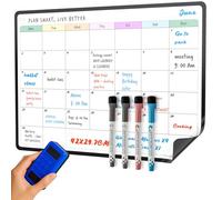 SURFOU pizarra magnetica nevera, A3 Calendario planificador mensual, Menú, Recordatorio, Lista de Compra, Incluye 4 Rotuladores de Colores y Borrador de Regalo (29.7×42cm)