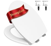 SURFOU Tapa WC Universal en Forma de O, Asiento de Inodoro de Duroplast con Cierre Suave, Soporta hasta 200 kg, Desmontaje Rápido para Limpieza Fácil, con Gomas para Fijación Estable
