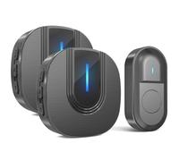 SURFOU Timbre Inalámbrico Exterior con Batería Impermeable, Timbres para Puerta con 2 Receptores, 300m Alcance, 55 Melodías Ajutables, 5 Niveles de Volumen, Indicador LED