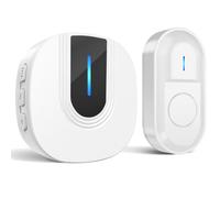 SURFOU Timbre Inalámbrico Exterior Impermeable con Batería 300 Mètres 55 Tonos de Timbre Incluidos de Navidad 5 Volúmenes Seleccionables para Mayores Transmisor Receptor Interior Casa e LED, Blanco