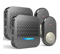 SURFOU Timbre Inalámbrico Exterior Impermeable con Batería 300M de Distancia e Enchufe Receptores Timbre para Casa 55 Tonos Incluidos de Navidad 5 Niveles de Volumen (2 receptor + 2 transmisor)