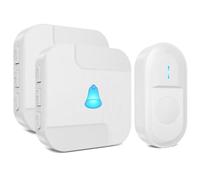 SURFOU Timbre Inalámbrico Exterior Impermeable Timbre Puerta de Casa de 300m Alcance Timbre Inalámbrico con 2 Receptores, 55 Melodías Ajutables, 5 Niveles de Volumen, Indicador LED, Blanco