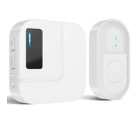 SURFOU Timbre Inalámbrico Exterior Impermeable, Timbre Puerta de Casa de 300m Alcance, Timbre Inalambrico Pilas Impermeable, 55 Melodías Ajutables, 5 Niveles de Volumen, Indicador LED, Blanco