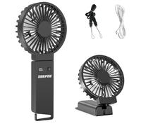 SURFOU Ventilador Portatil 4000 mAh, Mini Modelo de Mano con 4 Velocidades, Recargable por USB-C, Silencioso y de Gran Autonomía, para Viajes, Oficina y al Aire Libre