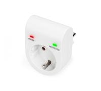 surge protector with power and protected LED safety outlet,16 A, 3.500W, TÜV-GS, white