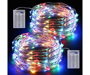 Suright Guirnalda Luces Pilas, [2 Pack] Luces LED Pilas 12M 120 LED