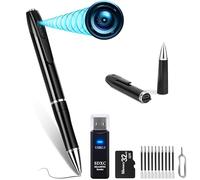 SURKOS Mini Camara Espia Oculta Camuflada Bolígrafo, Camara de Vigilancia sin Cables (Pack Premium 2MP Super HD con MicroSD 32GB U3, Lector LED y 10X Recargas de Tinta) Grabación en Bucle, 128GB MAX.