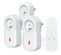 Surnice - Toma inalámbrica con mando a distancia, 3 enchufes eléctricos y 1 mando a distancia, toma teledirigido programable, alcance en campo libre 40 m, 230 V, 1000 W, color blanco, certificado CE
