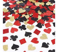 Sursurprise Paquete de 200 decoraciones de confeti de casino con purpurina, dispersión de mesa de póquer para suministros de fiesta nocturna de juegos de Las Vegas