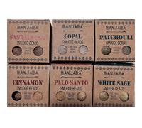 Surtido de 6 Bombitas Banjara de Incienso Aromáticas - Smudge Beads - Sandlawood, Copal, Patchouli, Canela, Palo Santo, Salvia Blanca