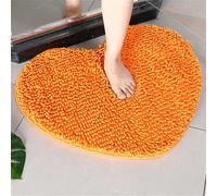 Surwin Alfombra Baño Chenille Suave, Forma de Corazón Multicolor Antideslizante Alfombra Lavable a Máquina, Alfombrilla Baño Shaggy, Alfombrilla Bano Secado Rapido para Bañera (Naranja,40x50cm)