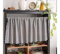 Surwin Cortinas Cocina Cortas Modernas Exótico Visillo Cortina con Aspecto Puertas Cortas Cortina Puerta Exterior Ventanas Decoración para Salón Dormitorio Habitación (91x150cm,Gris)
