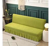 Surwin Elástica Fundas de Sofá Sin Brazos Clic Clac de 2/3 Plazas, Color Sólido Funda Protectora con Falda con Volantes para Sofá Cama Sofá Plegable sin Reposabrazos (190-225cm,Césped Verde)