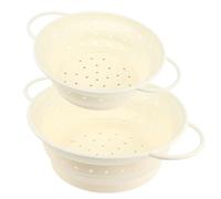 Surwin Escurridor Plegable, 3 Piezas Colador Plegable Escurridor Verduras Escurridor Plegable Silicona Colador Pasta Colador De Cocina para Frutas,Verduras (Beige)