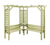 Susany Pérgola Esquinera de Madera Cenador de Esquina Gazebo Pared Enredaderas Pérgola de Esquina con Banco Madera de Pino impregnada FSC