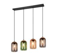 Trio Lighting Lámpara colgante Corcho, multicolor, longitud 90 cm, 4 luces cristal/corcho