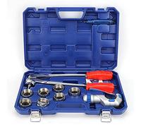 SustVita Herramienta para abocardar tuberías de 10 a 28 mm con 7 cabezales expansores para tubos de cobre y aluminio, expansor de tubos manual CT-100A con estuche de