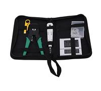 SustVita Kit de engarzado de cables Ethernet con herramienta de engarzado RJ45 y probador de cables de red para Cat6 / Cat5e / Cat5, un juego 5 en 1 para mantenimiento de LAN y