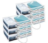 Sutowe 6 bolsas de almacenamiento transparentes 40 x 30 x 10 cm, caja de almacenamiento bajo cama plegable con asas, bolsa de almacenamiento de PVC con cierre de cremallera para guardería, mantas