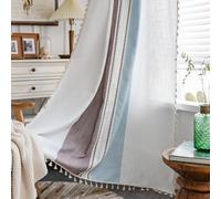 Sutuo Home Cortinas Bohemias de Lino semiopacas de 84 Pulgadas para Dormitorio, Sala de Estar, Cortinas Bordadas Bohemias con borlas y Bolsillo para cortinero, 1 Panel de 52 Pulgadas de Ancho x 84