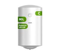 Svan Termo Eléctrico Vertical 80 L, ST8002. 1500W, Kit de Montaje Incluido, Resistencia Acero Esmaltado, Termostato Manual, Temperatura Máx 75 ºC, Blanco nergética Clase C