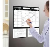 SVNOOC Calendario de borrado en seco para pizarra blanca de refrigerador, tablero de planificación de 13.8 x 12 pulgadas, planificador semanal mensual con 2 marcadores y 2 blocs