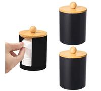 SVOCK 3pcs Organizador Baño, Dispensador Discos Desmaquillantes, Caja de Almacenamiento de Hisopos de Algodón, Algodón con Tapas de Bambú Contenedor per Bagno, Toletta, Soggiorno