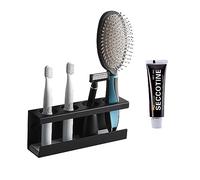 SVOCK Porta Cepillo de Dientes Pared, Sin Taladrar Soporte para Cepillo de Dientes, 4 Agujeros Soporte para Cepillo Dental Eléctrico Negros，Resistente a La Humedad y Absorbente del Agua